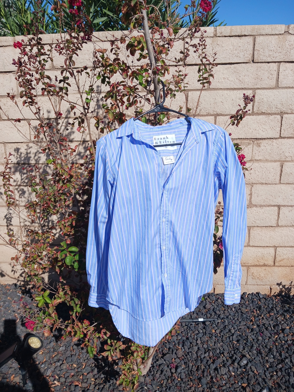 Frank & Eileen Women's Blue Stripe Button-Up Shirt Size M